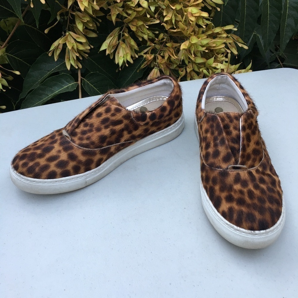 Boden Leopard Print Calf Hair Slip On Sneakers 37 - Picture 1 of 8